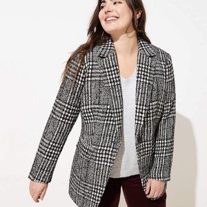 LOFT Black and White Plaid Blazer